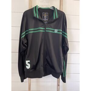 JACK TRACK AND FIELD Vintage Track Jacket Mens Black Green Stripes Number 5 XXL